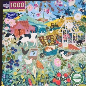 eeBoo ENGLISH HEDGEROW Birds Flowers Farm 1000 Piece Jigsaw Puzzle